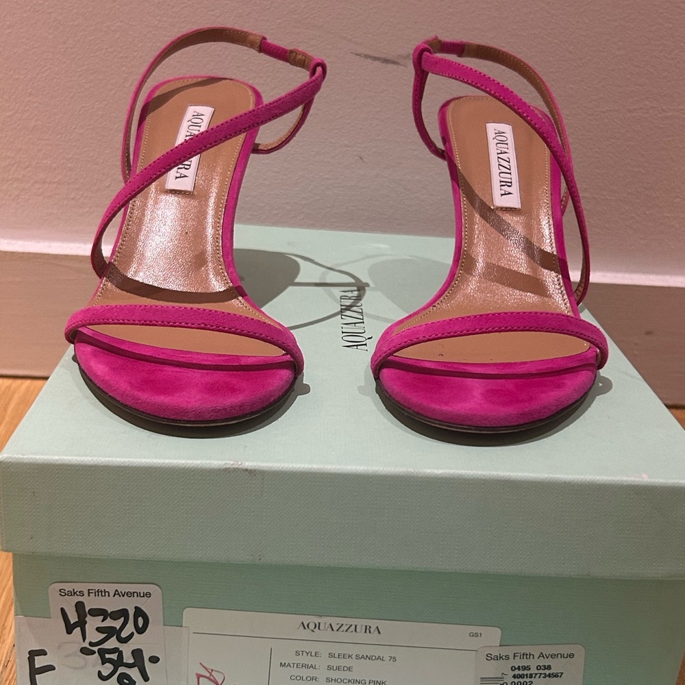 AQUAZZURA Sleek 75MM Strappy Suede Sandals - Picture 8 of 16